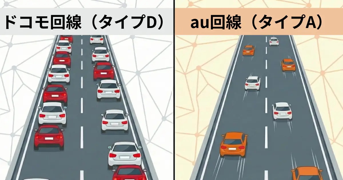 回線別の速度の違いイメージ